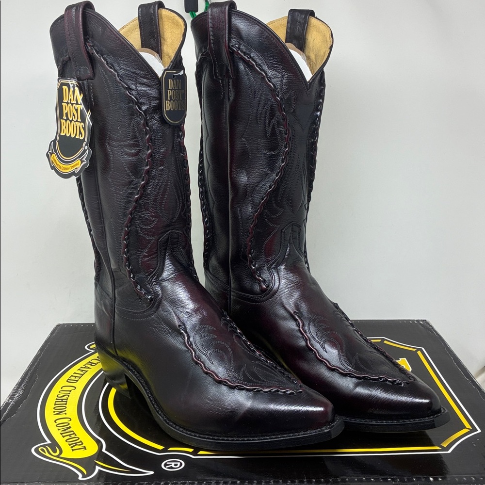 NWB Dan Post Men's Black Cherry Cowboy Boots